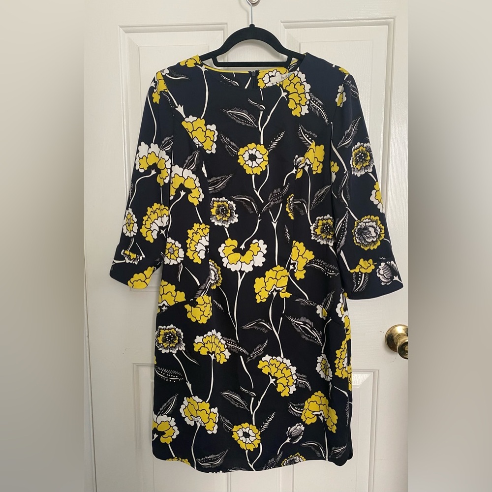 Boden Black Dress with Yellow White Floral Design Size 6